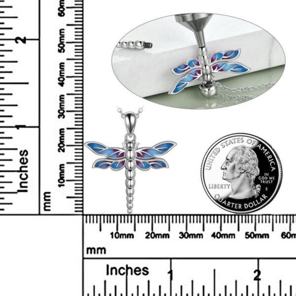 Sterling Silver Dragonfly Urn for Ashes Opal Dragonfly Cremation Necklace Jewelry - Image 3