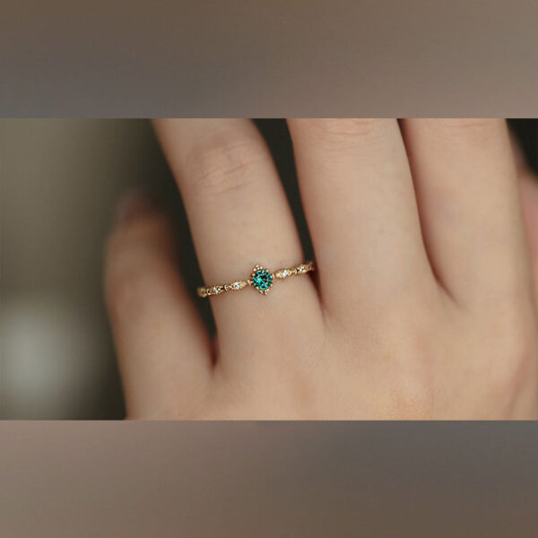 S925 Sterling Silver 14K Yellow Gold Plated Emerald Ring - Image 4