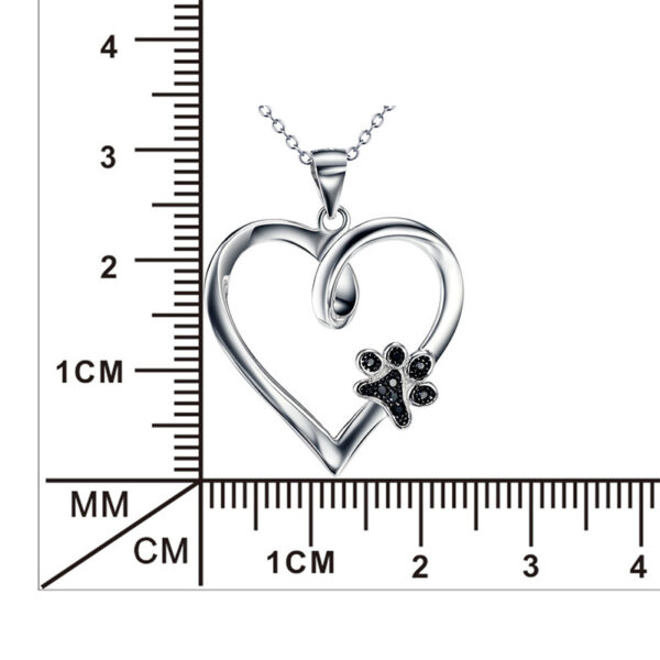Dog Paw Diamond Heart Pendant Necklace for Women - Image 5