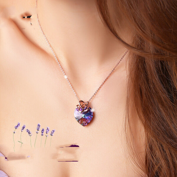 Opal Color 925 Sterling Silver Heart Pendant - Image 4