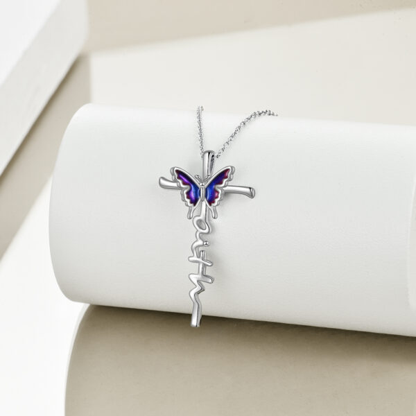 Sterling Silver Butterfly Cross Necklace Jewlery Gifts for Women - Image 6