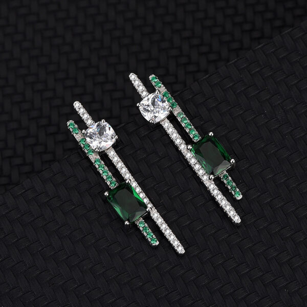 S925 Sterling Silver Stud Earrings Emerald - Image 6