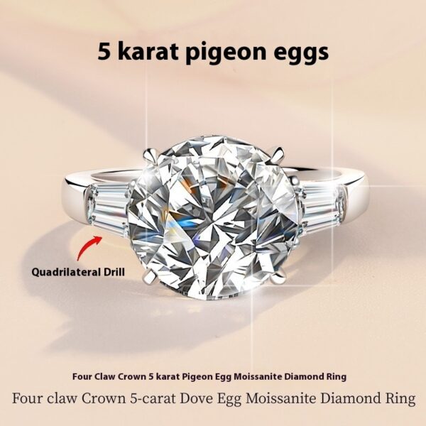 D Color Moissanite Ring Big Diamond Ring Female S925 Sterling Silver Waist Size Over Pen - Image 2