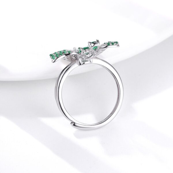 Partysu Butterfly Shape Ring S925 Silver Inlay Natural Emerald - Image 6