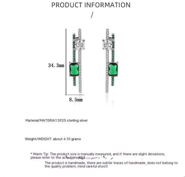 S925 Sterling Silver Stud Earrings Emerald - Image 4