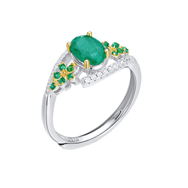 Elegant Niche Design S925 Silver Natural Emerald Ring - Image 3