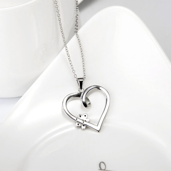 Dog Paw Diamond Heart Pendant Necklace for Women - Image 4