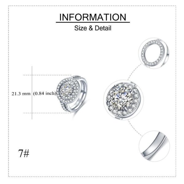Cubic Zirconia Rings Set 925 Sterling Silver Double Halo Stackable Guard Enhancer Ring Jewelry For Women - Image 3