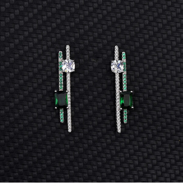 S925 Sterling Silver Stud Earrings Emerald - Image 5