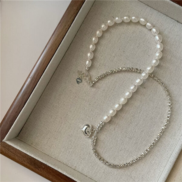 Korean Fashion Pearl Silver Necklace - Image 3