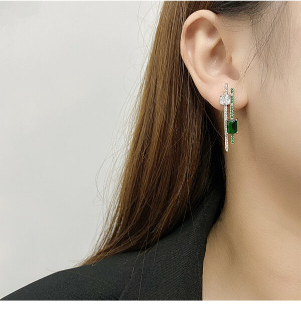 S925 Sterling Silver Stud Earrings Emerald - Image 3