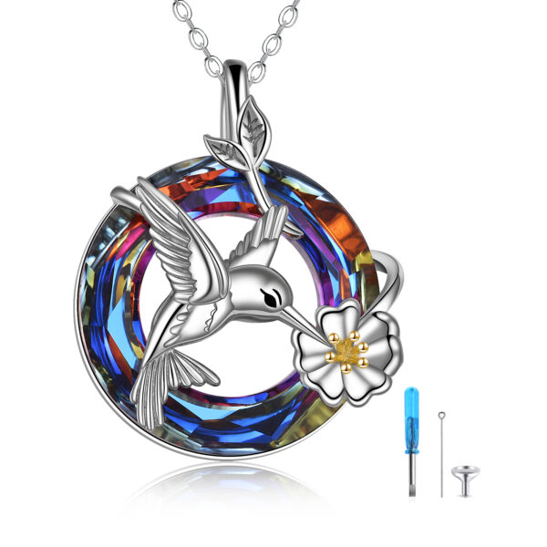 Hummingbird Urn Necklace for Ashes for Women with Crystal Sterling Silver - Image 6