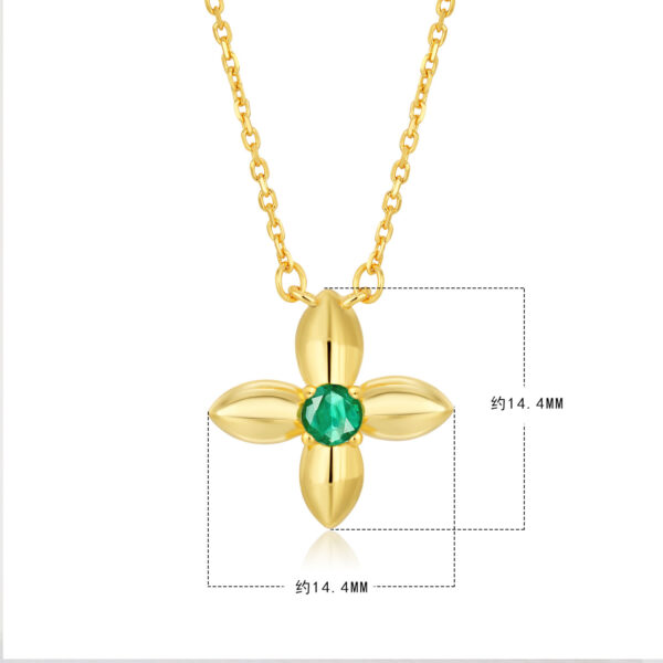 Simple And Fashionable Cross Pendant S925 Silver Niche Design Sense Natural Mother Shell Emerald Two Wearing Necklace - Image 3