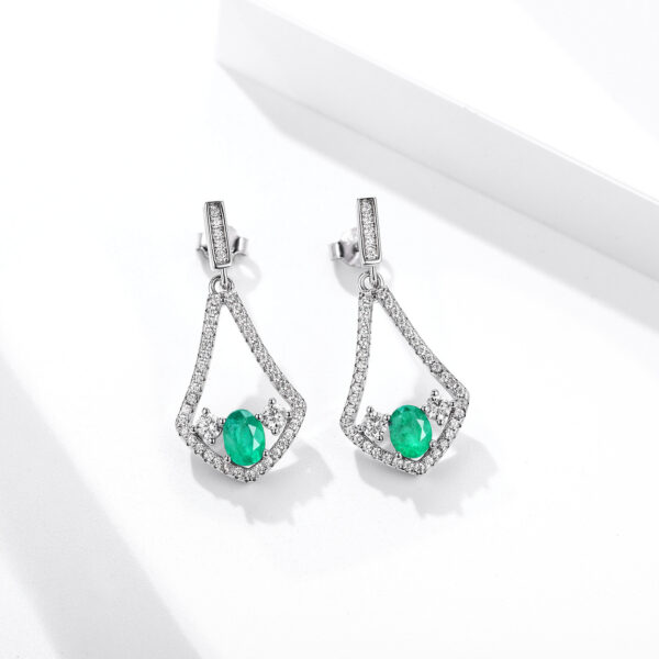Natural Emerald Earrings For Female Korean Version High Quality Zirconium Earrings S925 Silver - Image 5