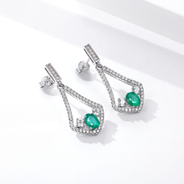 Natural Emerald Earrings For Female Korean Version High Quality Zirconium Earrings S925 Silver - Image 2
