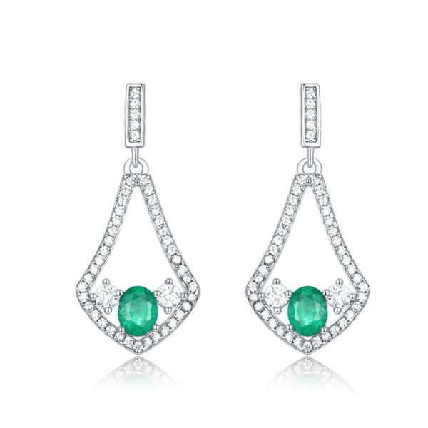 Natural Emerald Earrings For Female Korean Version High Quality Zirconium Earrings S925 Silver - Image 3
