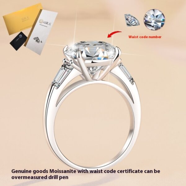 D Color Moissanite Ring Big Diamond Ring Female S925 Sterling Silver Waist Size Over Pen - Image 3